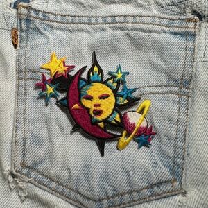 Celestial Cosmic Diva Iron On Patch Embroidered Sun Moon Planet Star Y2K‎ Purple